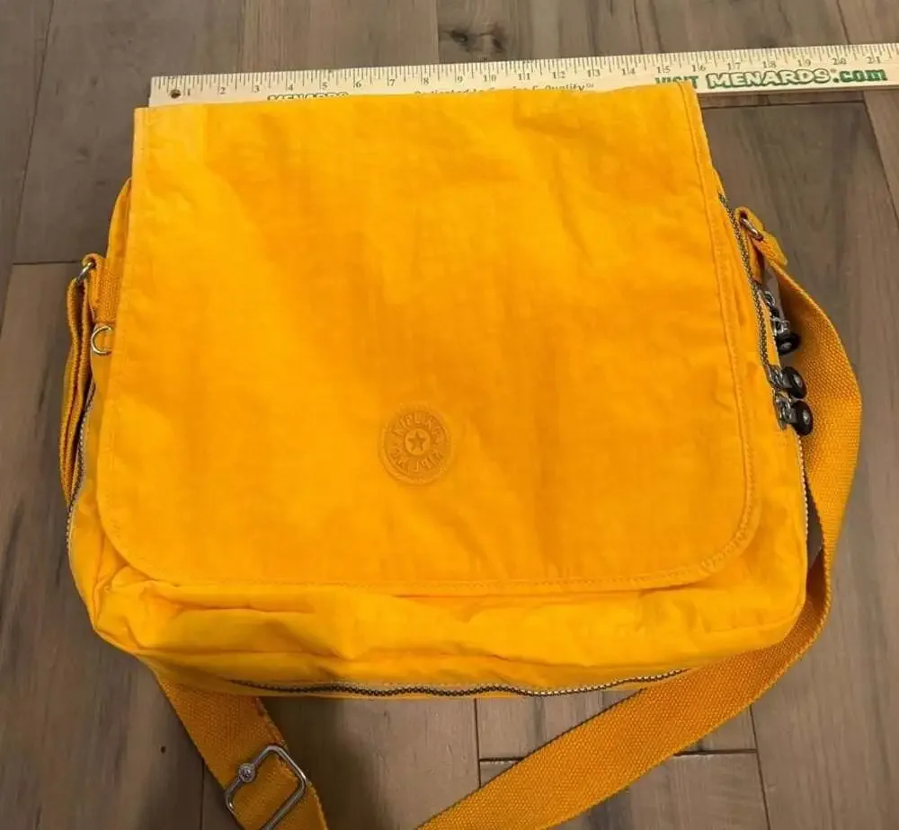 Kipling Bright Yellow Nylon Messenger Laptop Bag
